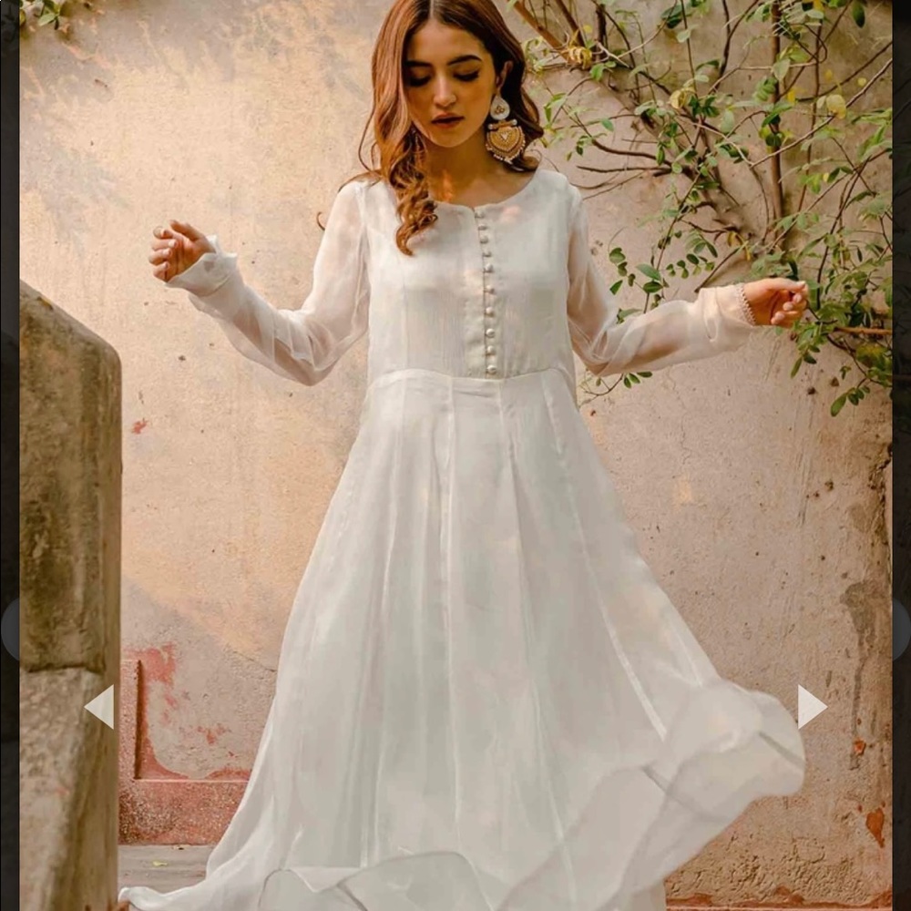Brand New white frock with churidar